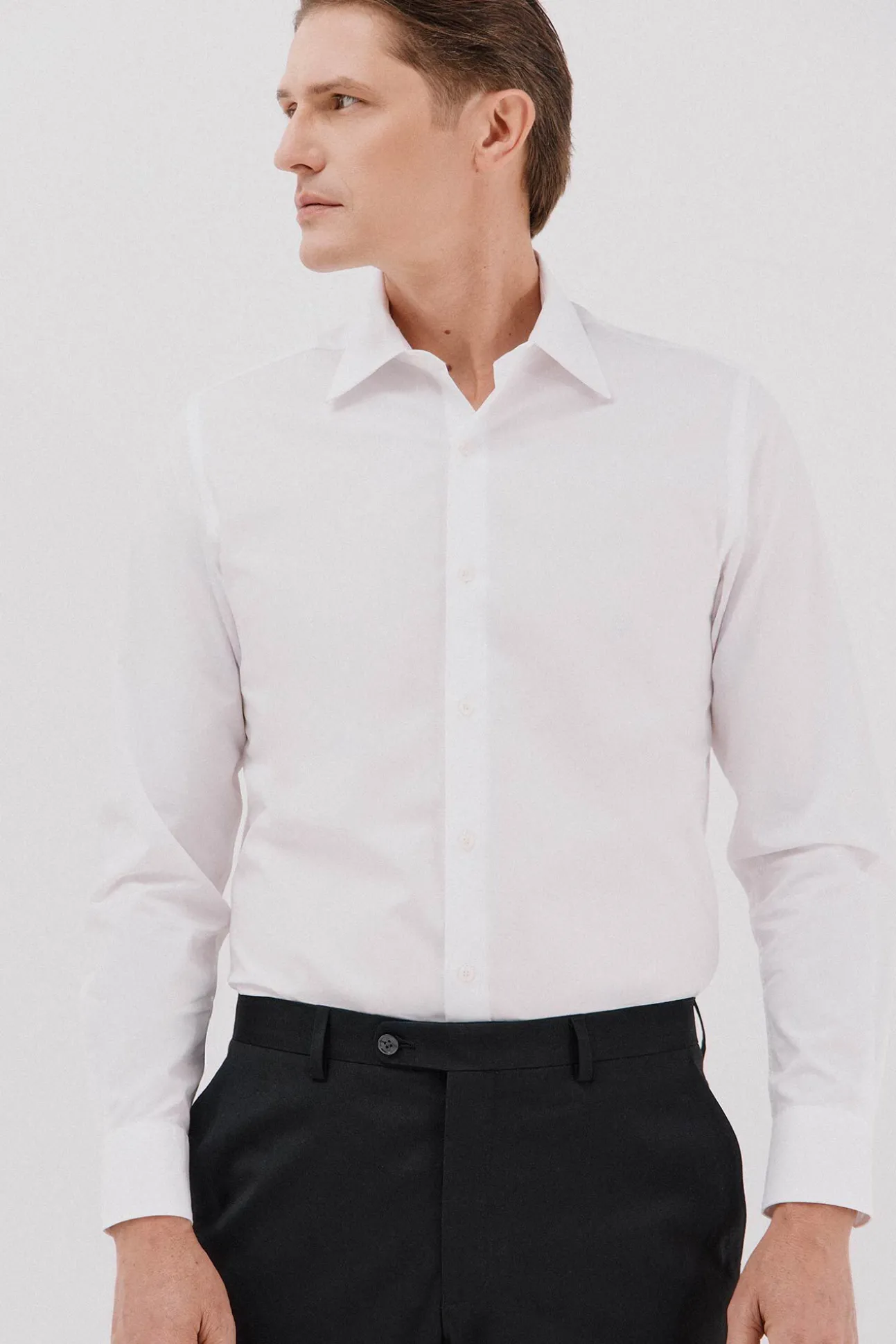 Camisa vestir lisa algodón tencel