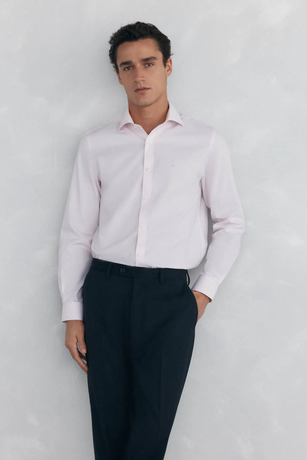 Camisa vestir lisa non iron + antimanchas