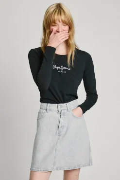Camiseta básica manga larga logo frontal