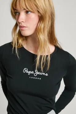 Camiseta básica manga larga logo frontal