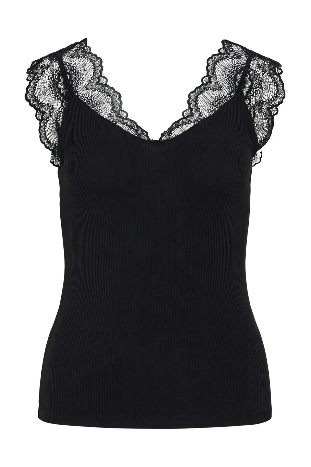 Camiseta canalé con encaje