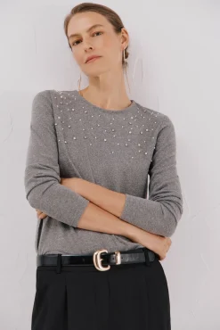 Camiseta detalle perlas y strass