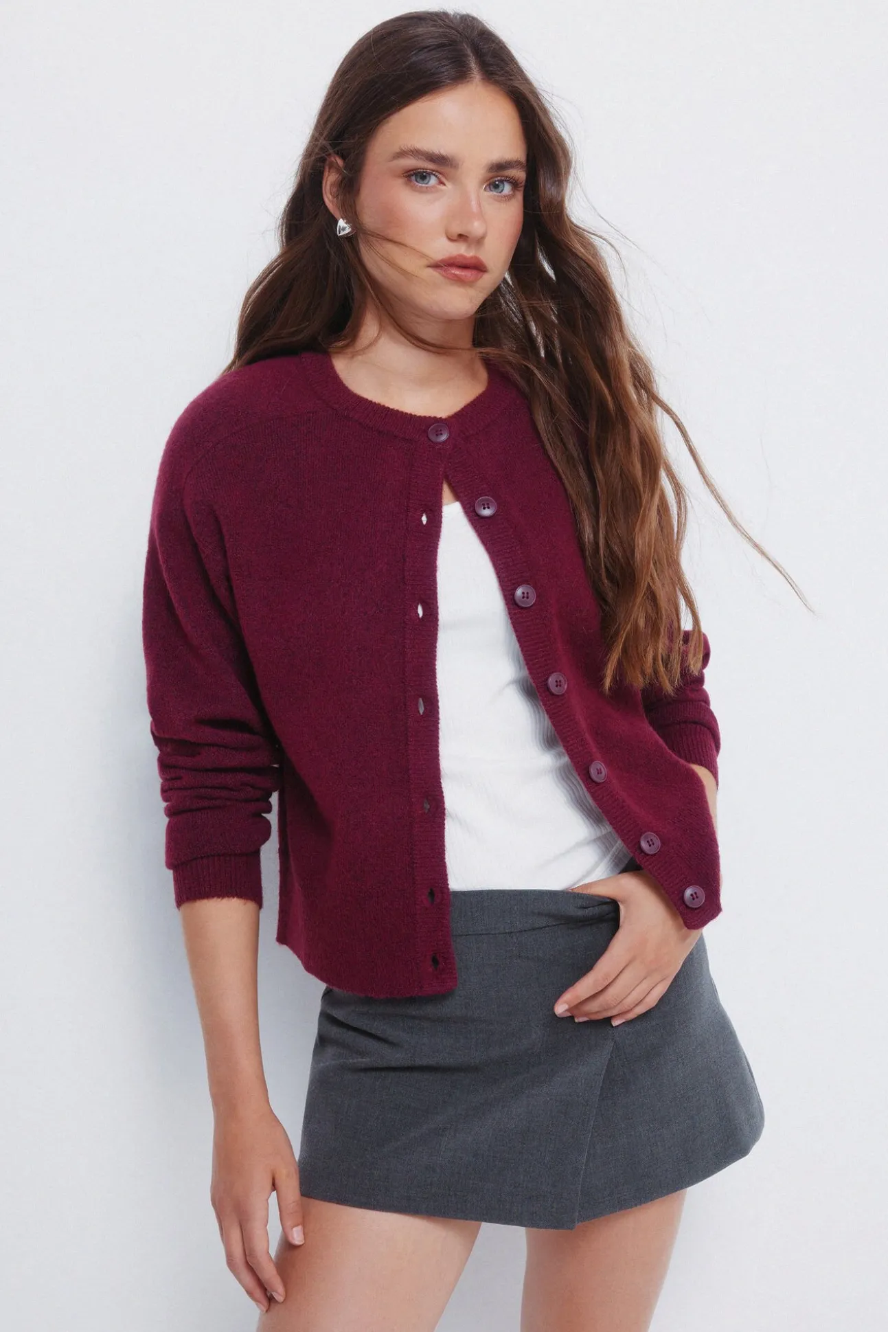 Cardigan botones cuello redondo
