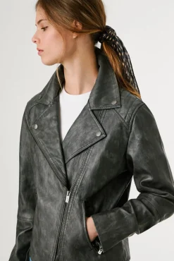 Cazadora Biker Efecto Piel