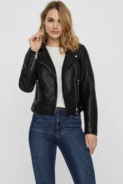Cazadora biker efecto piel