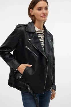 Cazadora biker efecto piel