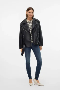 Cazadora biker efecto piel