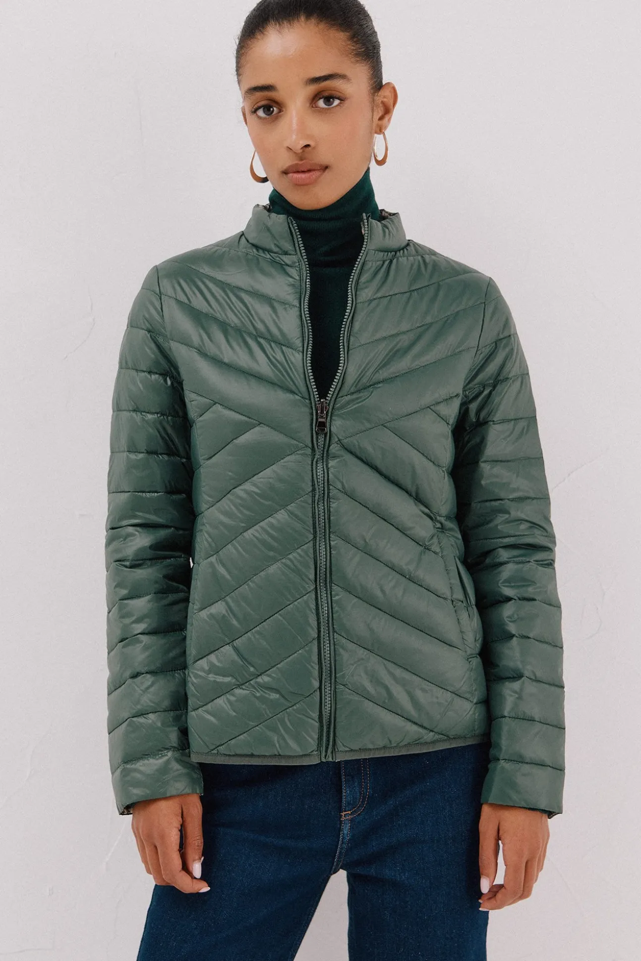 Cazadora reversible plumas