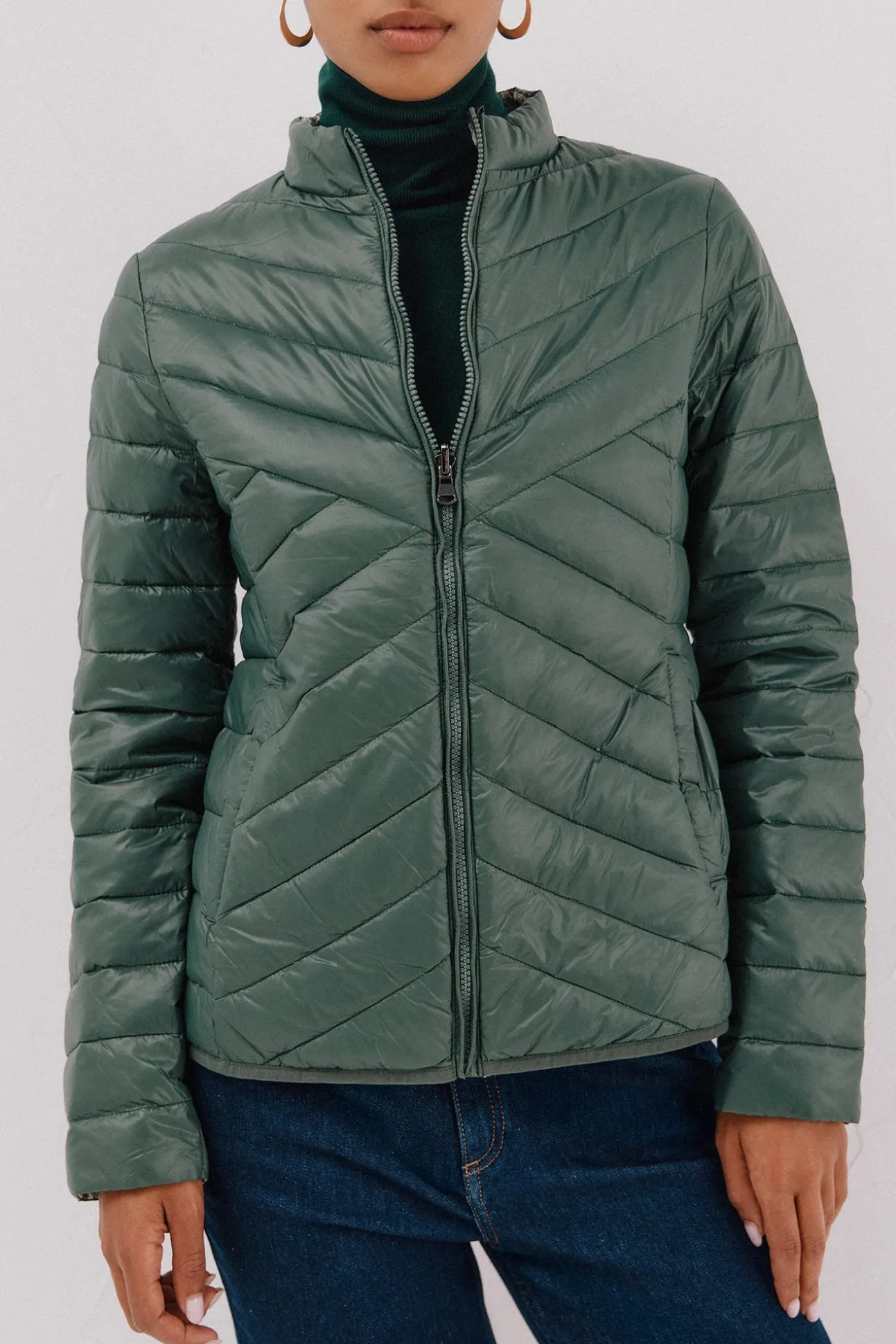 Cazadora reversible plumas