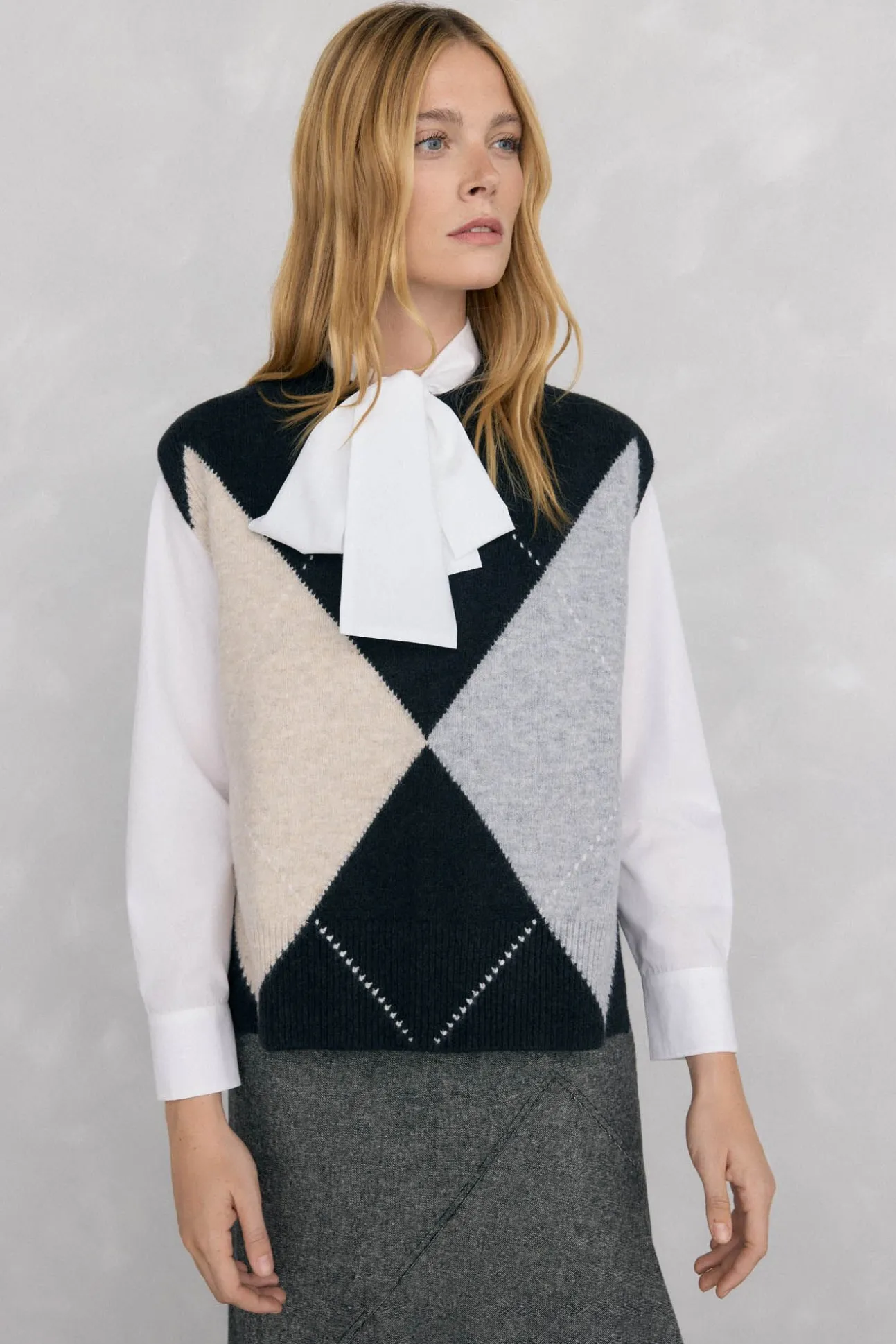 Chaleco jacquard de rombos