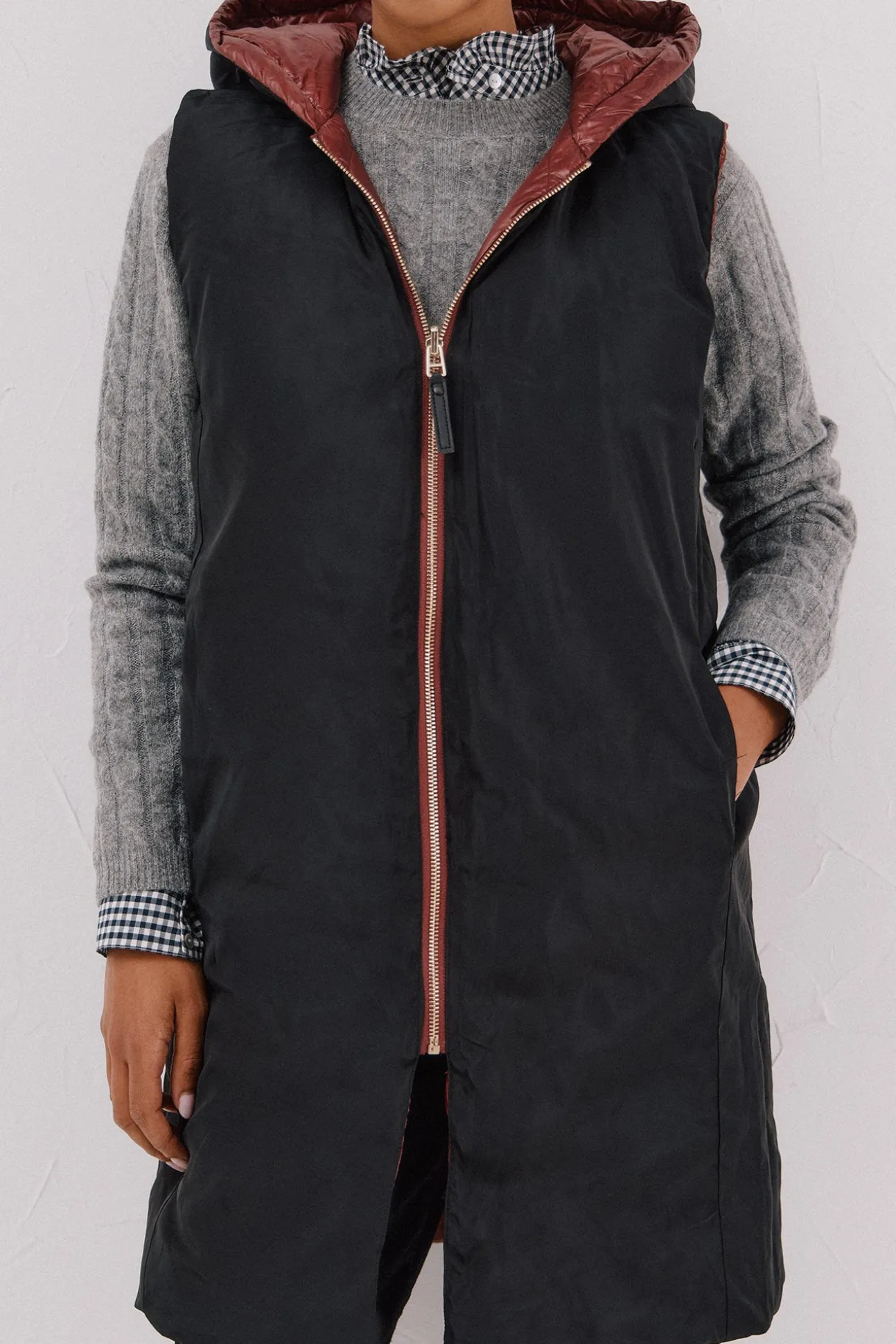 Chaleco largo reversible