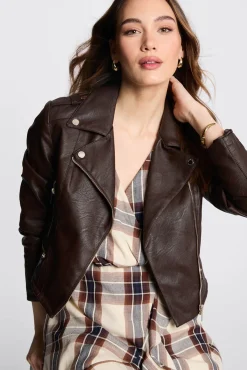 Chaqueta recta con cuello con muescas