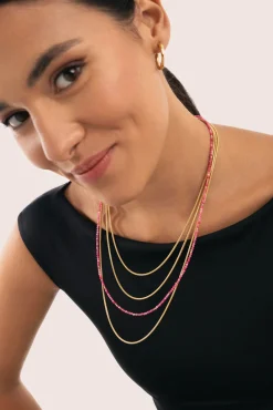 Collar Cleopatra Pink Acero Baño Oro