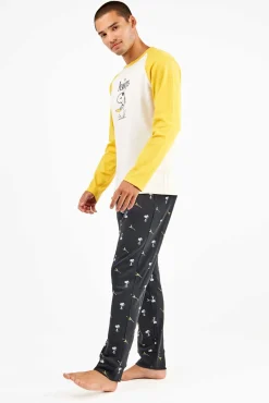 Conjunto pijama hombre Snoopy en punto interlock
