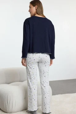 Conjunto pijama largo estrellas azul