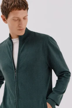 Cárdigan algodón con cashmere cierre cremallera