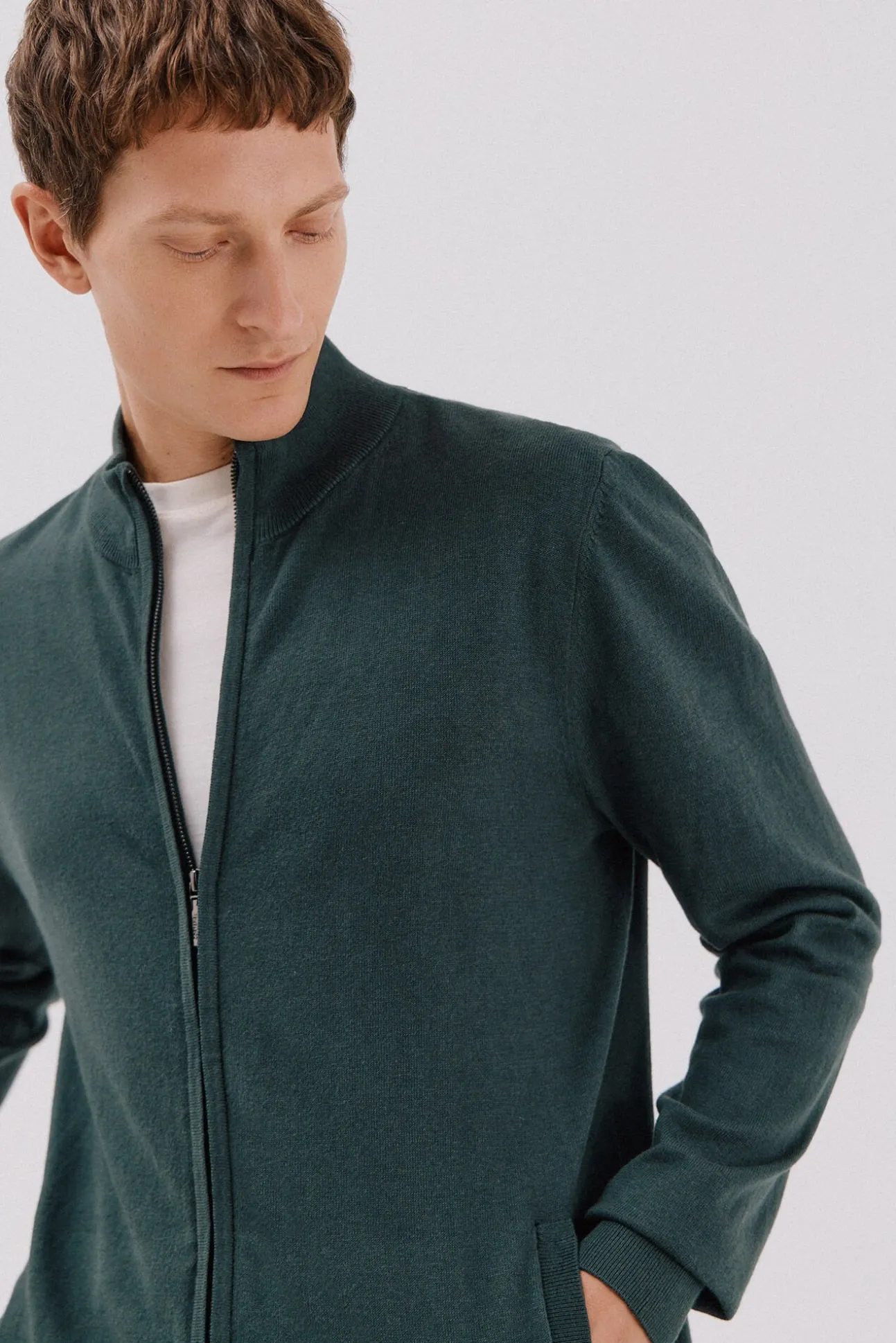 Cárdigan algodón con cashmere cierre cremallera