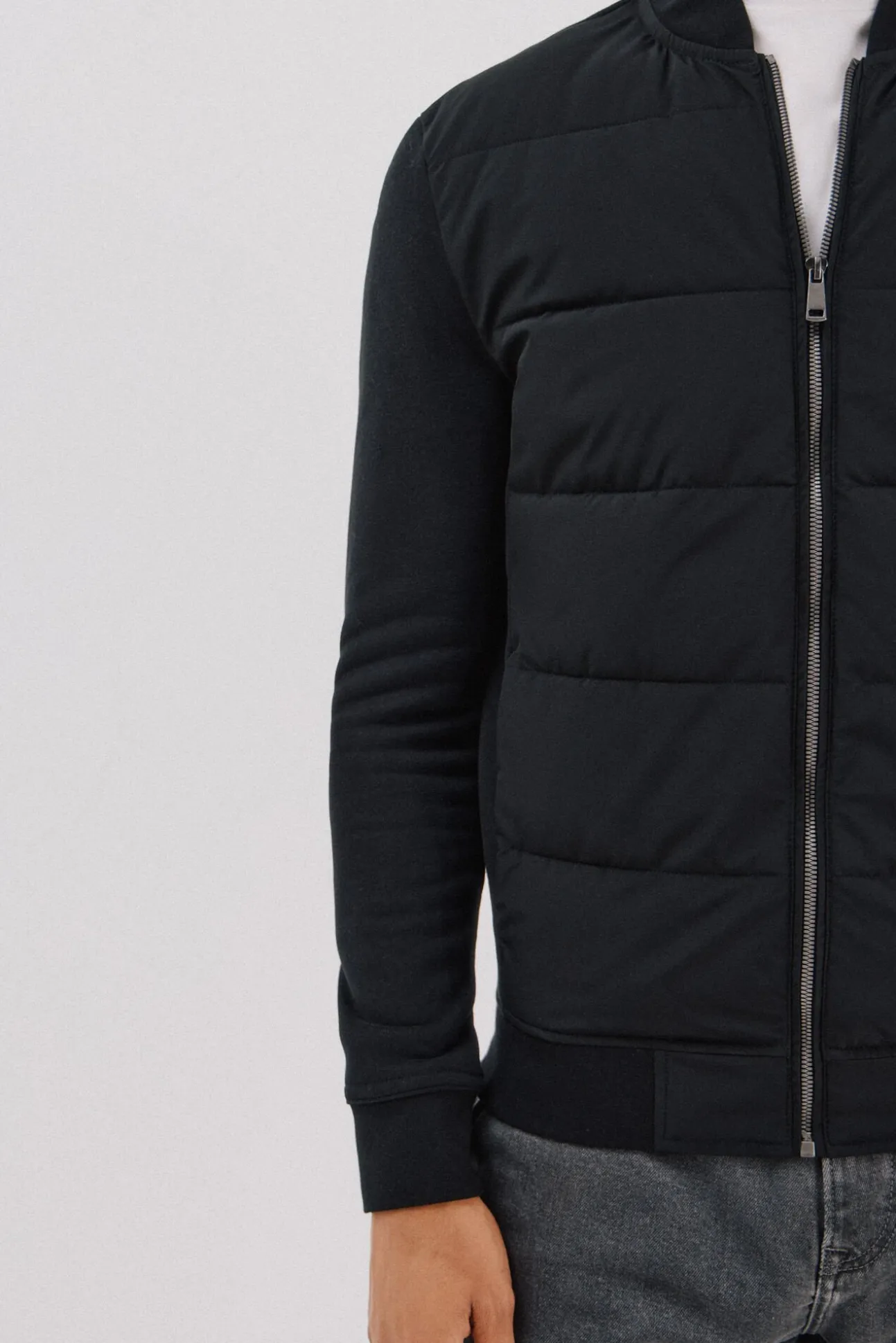 Cárdigan bomber tejido combinado