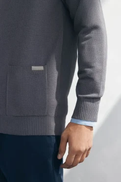 Cárdigan punto algodón cuello polo botones