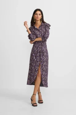 Falda midi abertura estampado ikat