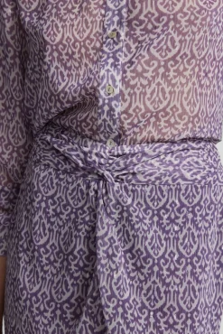 Falda midi abertura estampado ikat