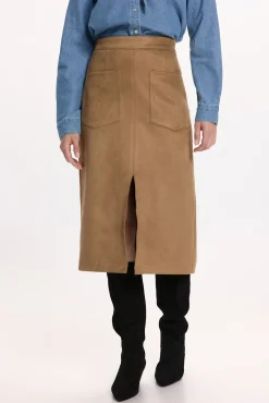 Falda midi antelina