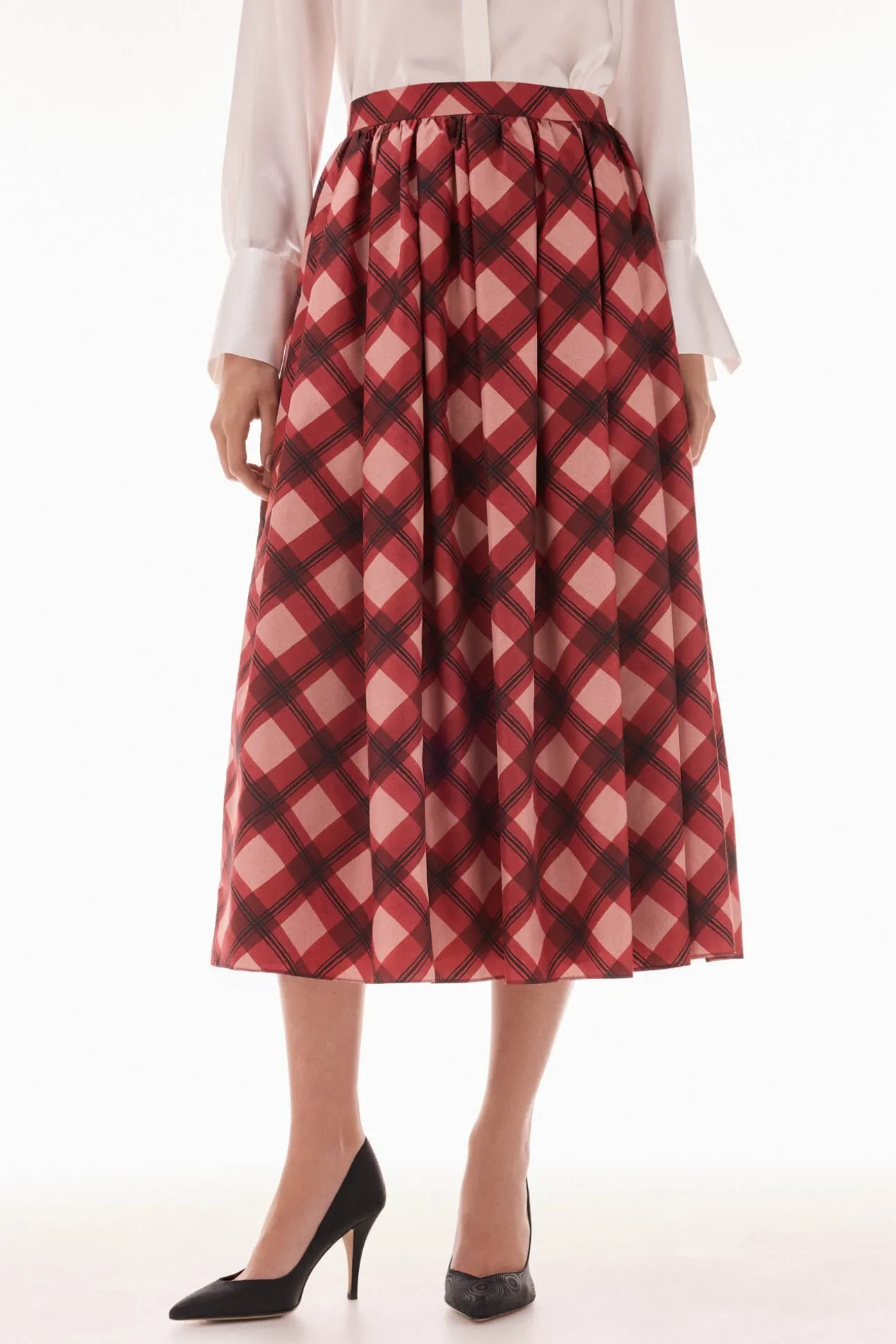 Falda midi cuadros