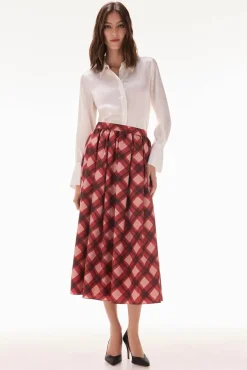 Falda midi cuadros