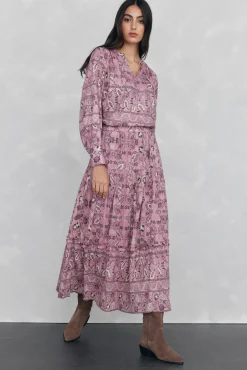 Falda midi estampada pisos