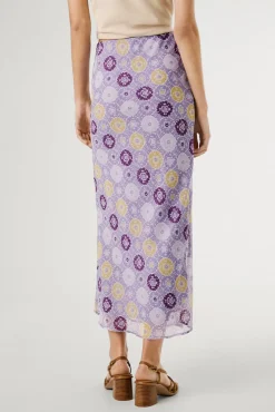 Falda midi fluida con estampado.