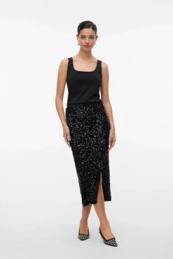 Falda midi lentejuelas