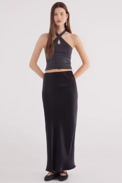 Falda midi satinada
