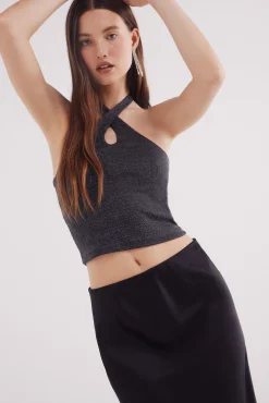 Falda midi satinada