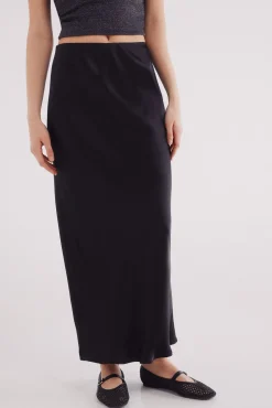 Falda midi satinada