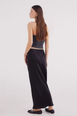Falda midi satinada