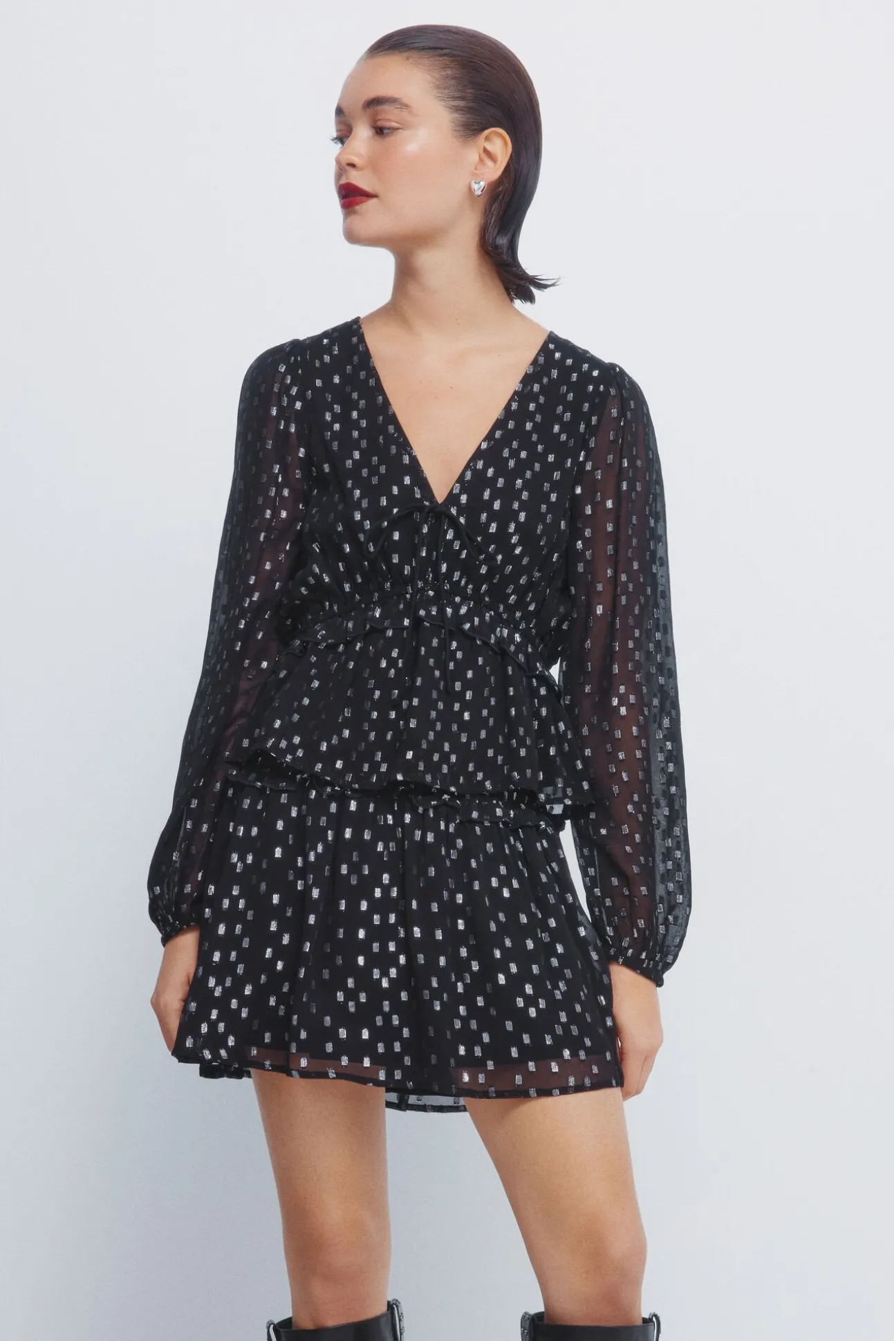 Falda smock lurex