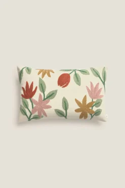 Funda cojín bordado flores