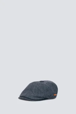 Gorra plana espiga gris mezcla lana