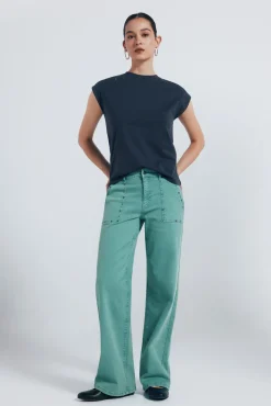Jeans culotte tachas