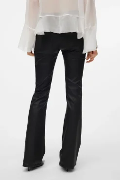 Jeans flared de mujer efecto polipiel