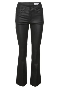 Jeans flared de mujer efecto polipiel