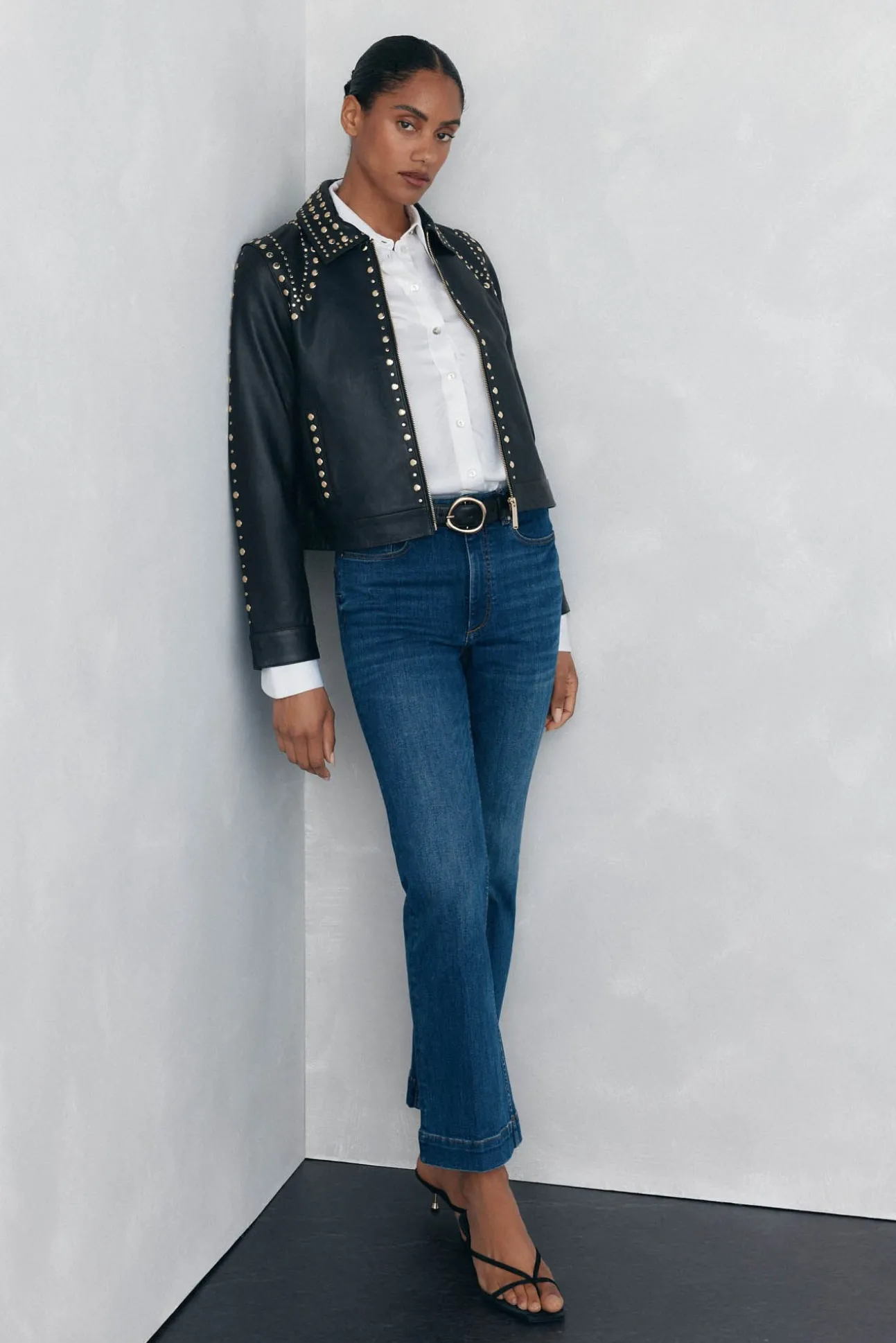 Jeans push up flare cropped