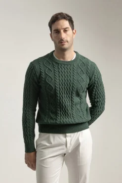 Jersey aran cuello redondo