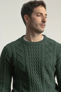 Jersey aran cuello redondo