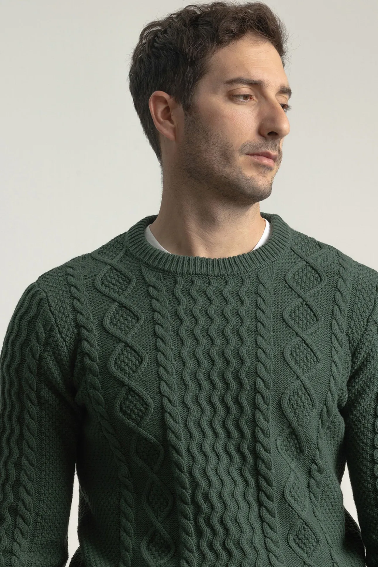 Jersey aran cuello redondo