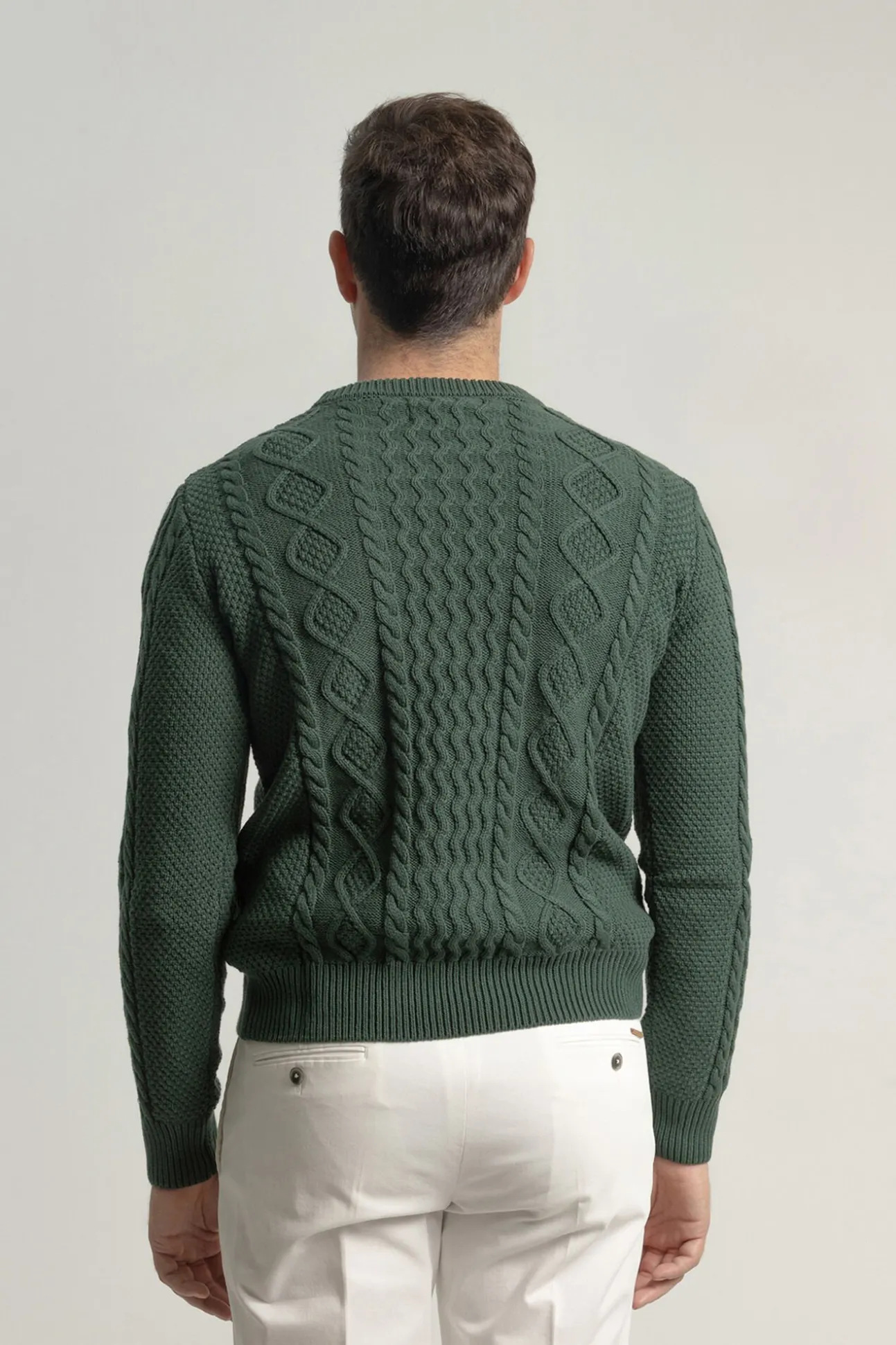 Jersey aran cuello redondo