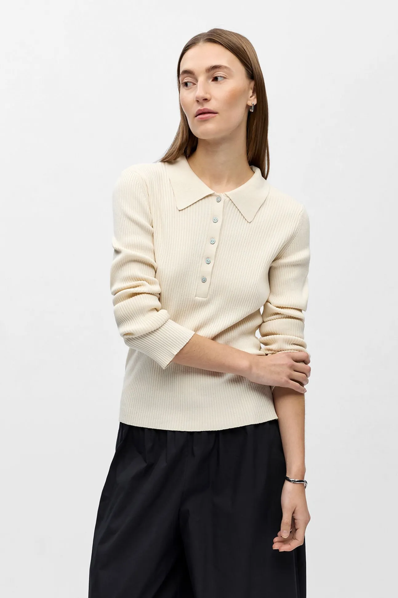 Jersey canalé cuello polo