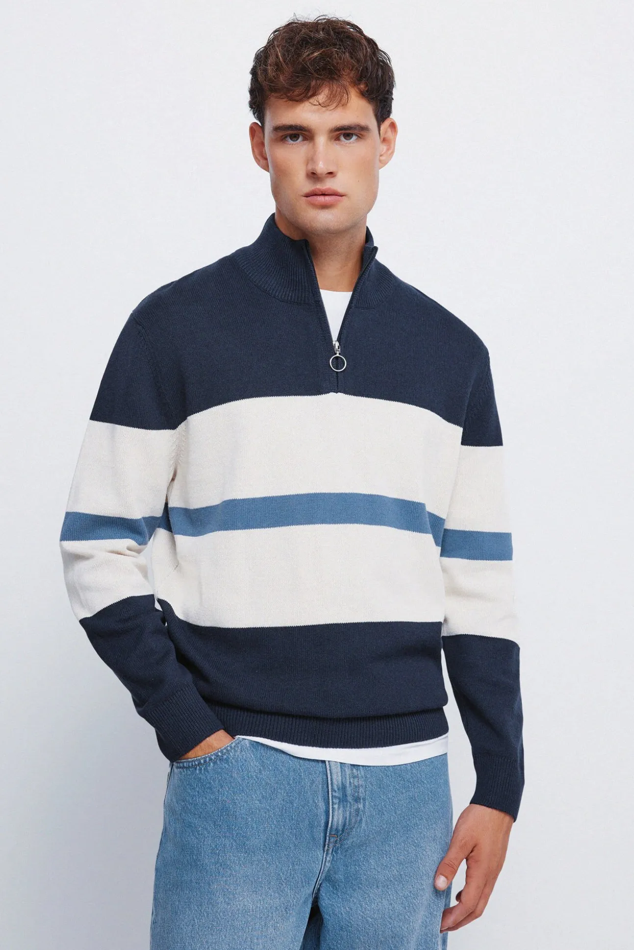 Jersey cremallera bloque color