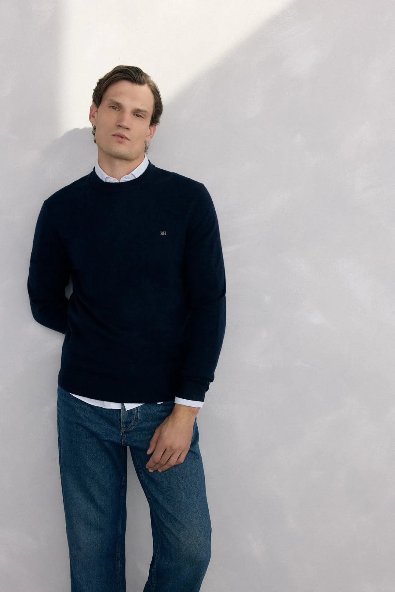 Jersey cuello caja lana merino y cashmere