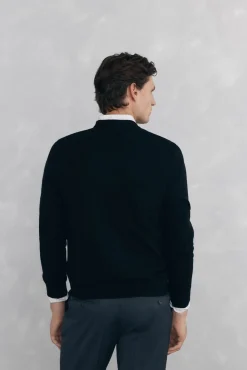 Jersey cuello caja lana merino y cashmere
